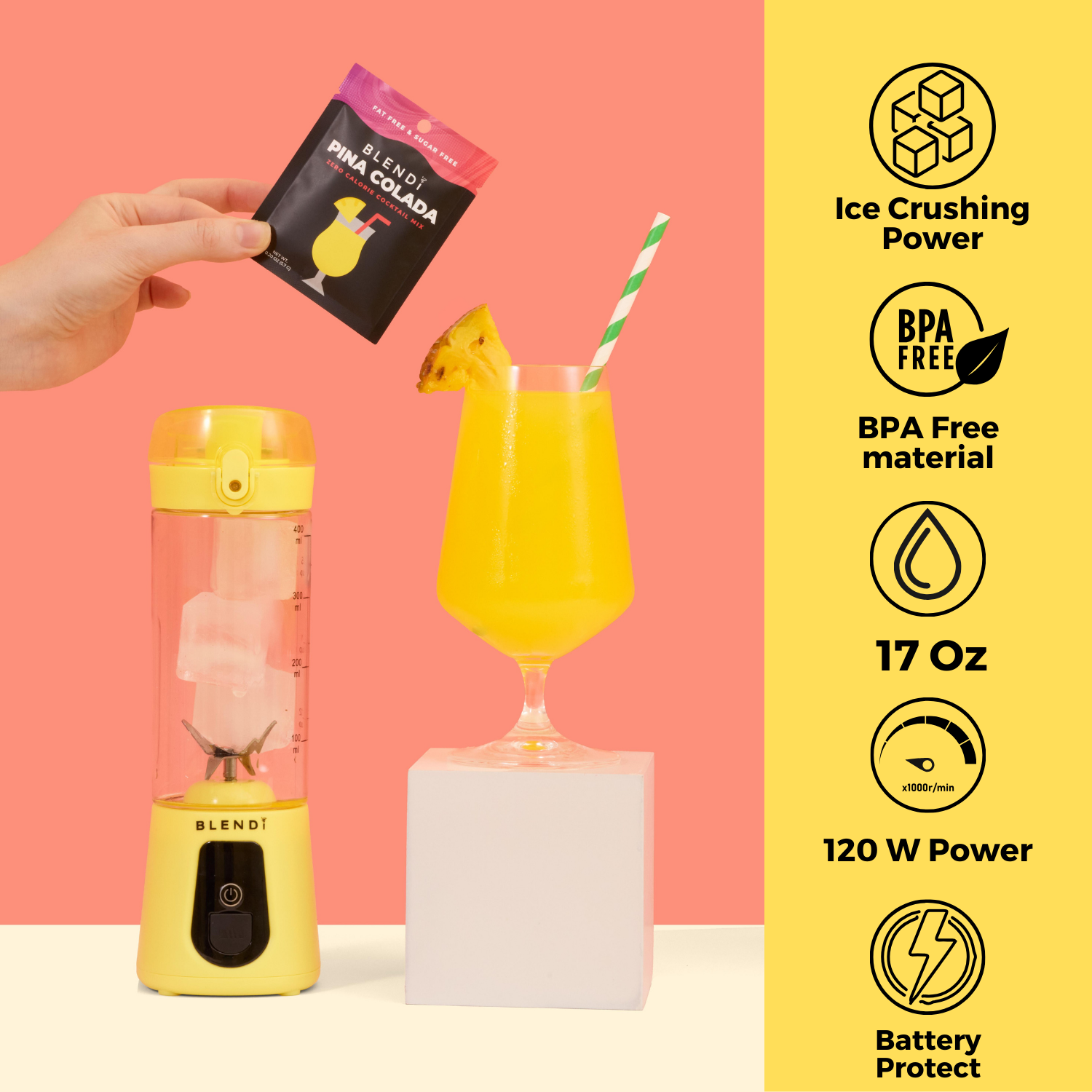 Pro+ Ice Crushing Portable Blender (17oz)